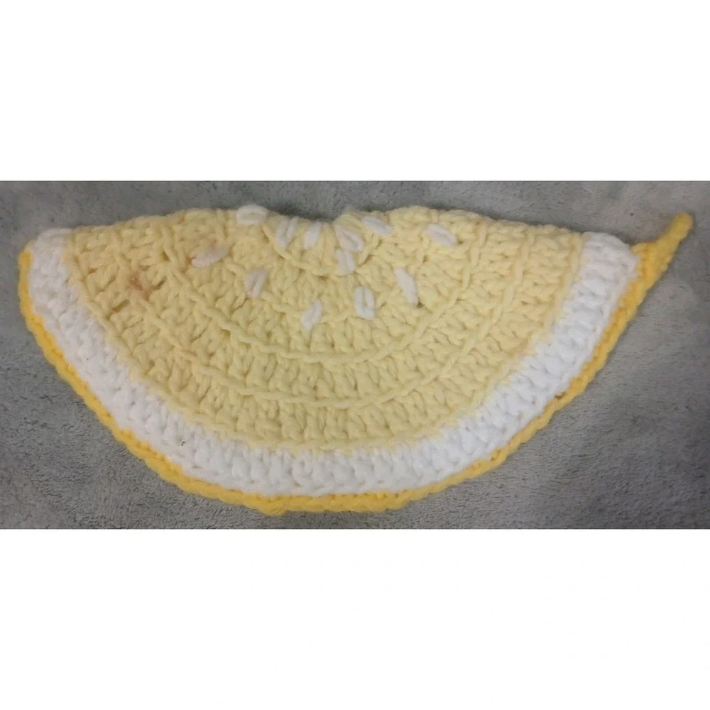 4 Handmade Crochet Pot Holders Fruit Slices Orange‎ Lime Lemon Watermelon READ